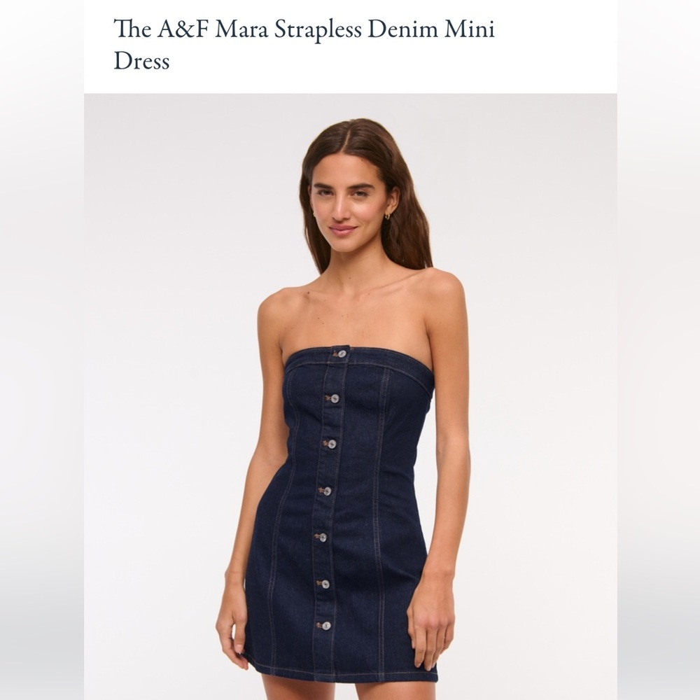 Abercrombie & Fitch Mara dark blue strapless denim dress size large
